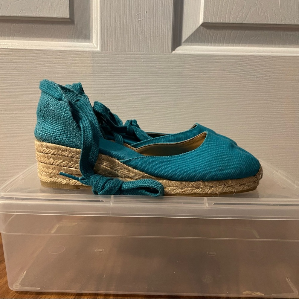 Castaner Blue Espadrille Shoes with Ankle Tie